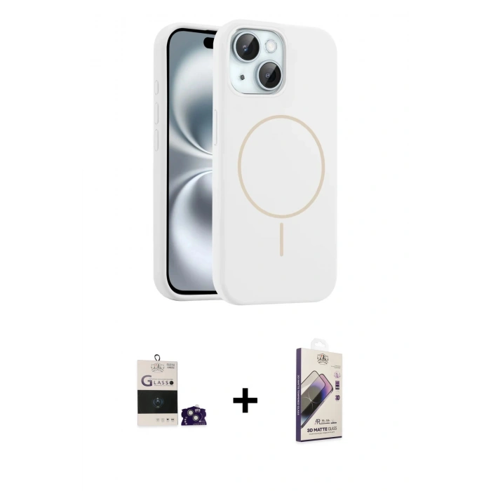 MARSİLYAN™- iPhone 15 Kılıf Yankı Form Serisi - Siyah Bilvis 3D Mat Cam Ekran Koruyucu + Bilvis Titan Kamera Lens - YL