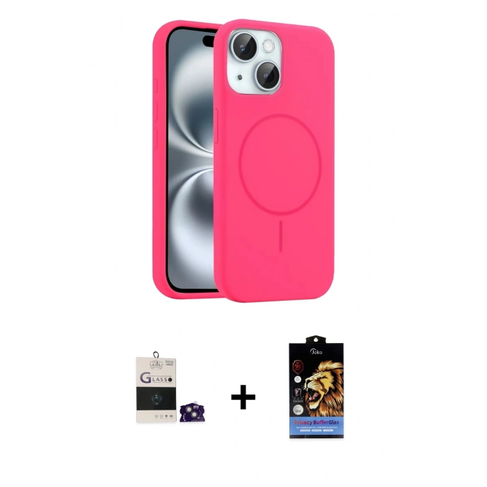 MARSİLYAN™- iPhone 15 Kılıf Yankı Form Serisi - Siyah Buffer Hayalet Cam Ekran Koruyucu + Bilvis Titan Kamera Lens - YL
