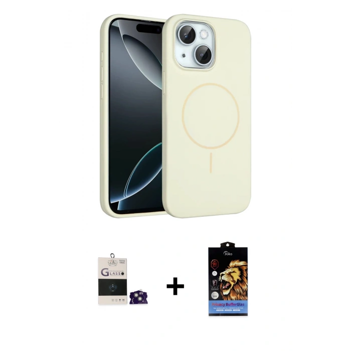 MARSİLYAN™- iPhone 15 Kılıf Yankı Form Serisi - Siyah Buffer Hayalet Cam Ekran Koruyucu + Bilvis Titan Kamera Lens - YL