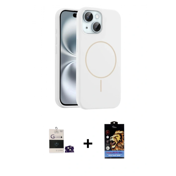 MARSİLYAN™- iPhone 15 Kılıf Yankı Form Serisi - Siyah Buffer Hayalet Cam Ekran Koruyucu + Bilvis Titan Kamera Lens - YL