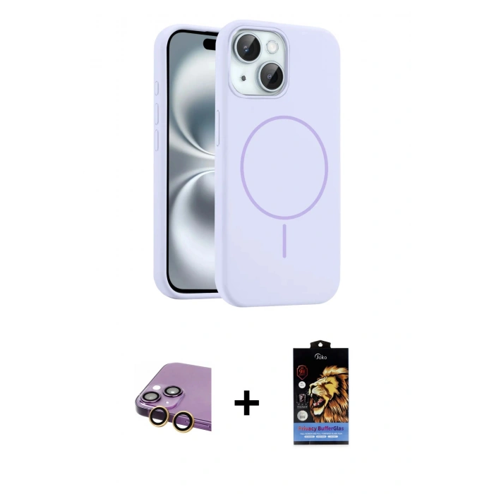 MARSİLYAN™- iPhone 15 Kılıf Yankı Form Serisi - Siyah Buffer Hayalet Cam Ekran Koruyucu + Raze Metal Kamera Lens - SI