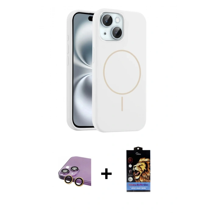 MARSİLYAN™- iPhone 15 Kılıf Yankı Form Serisi - Siyah Buffer Hayalet Cam Ekran Koruyucu + Raze Metal Kamera Lens - SI