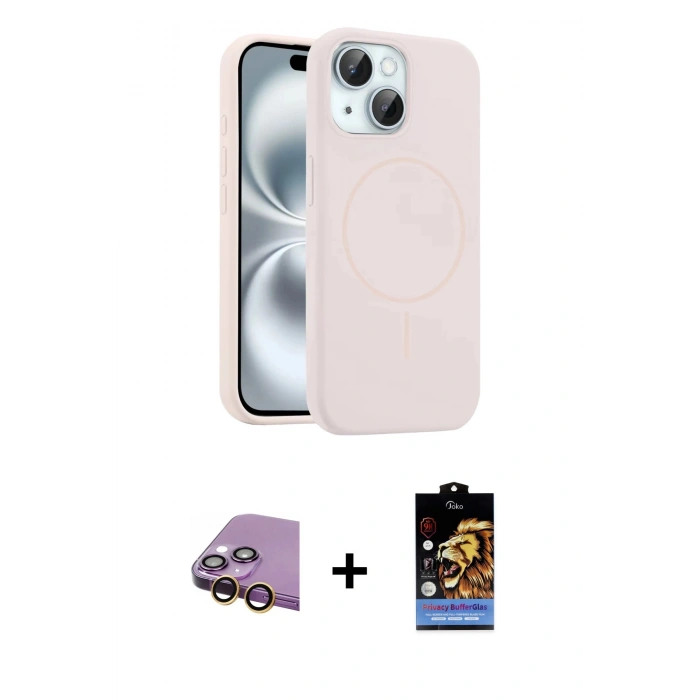 MARSİLYAN™- iPhone 15 Kılıf Yankı Form Serisi - Siyah Buffer Hayalet Cam Ekran Koruyucu + Raze Metal Kamera Lens - SI