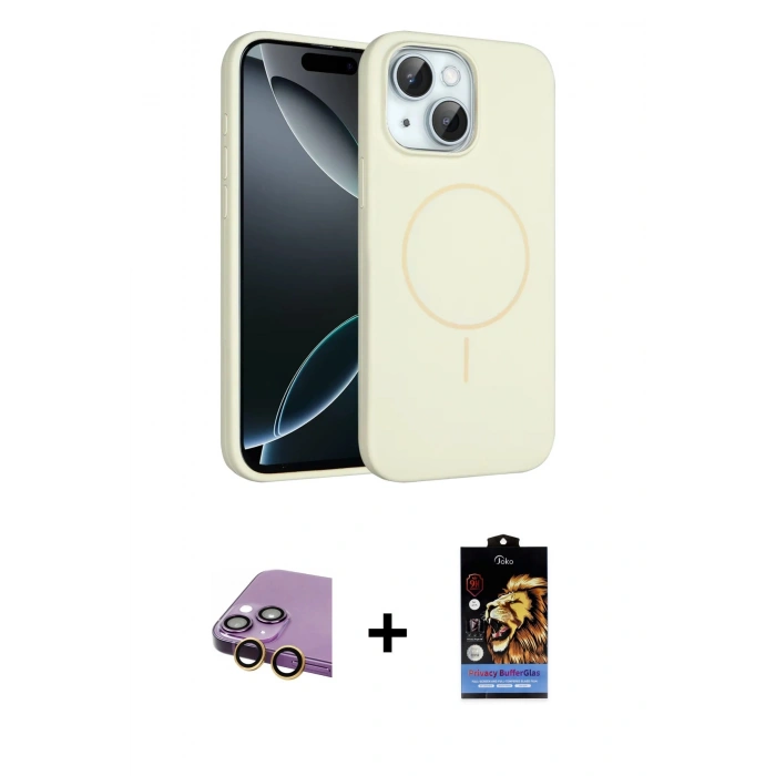 MARSİLYAN™- iPhone 15 Kılıf Yankı Form Serisi - Siyah Buffer Hayalet Cam Ekran Koruyucu + Raze Metal Kamera Lens - SI