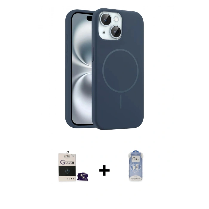 MARSİLYAN™- iPhone 15 Kılıf Yankı Form Serisi - Siyah Joko Magic 5D Cam + Bilvis Titan Kamera Lens - PE