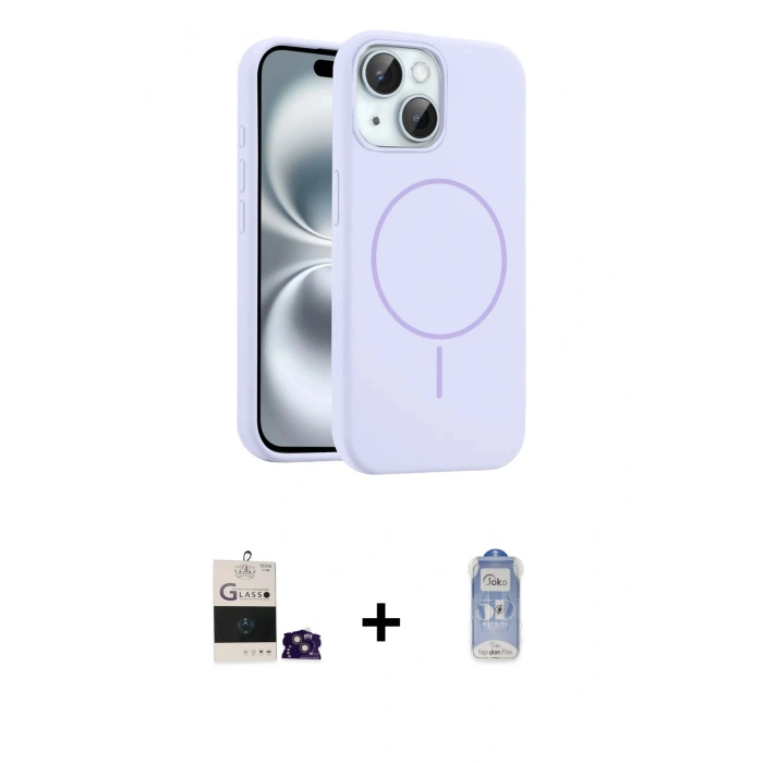 MARSİLYAN™- iPhone 15 Kılıf Yankı Form Serisi - Siyah Joko Magic 5D Cam + Bilvis Titan Kamera Lens - PE