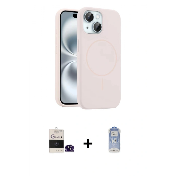 MARSİLYAN™- iPhone 15 Kılıf Yankı Form Serisi - Siyah Joko Magic 5D Cam + Bilvis Titan Kamera Lens - SH