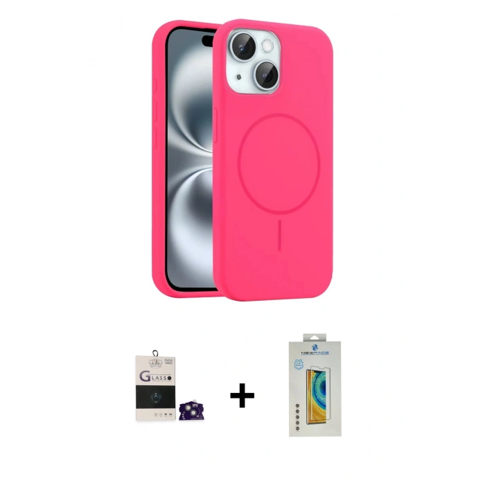 MARSİLYAN™- iPhone 15 Kılıf Yankı Form Serisi - Siyah Polymer Nano Ekran Koruyucu + Bilvis Titan Kamera Lens - YL