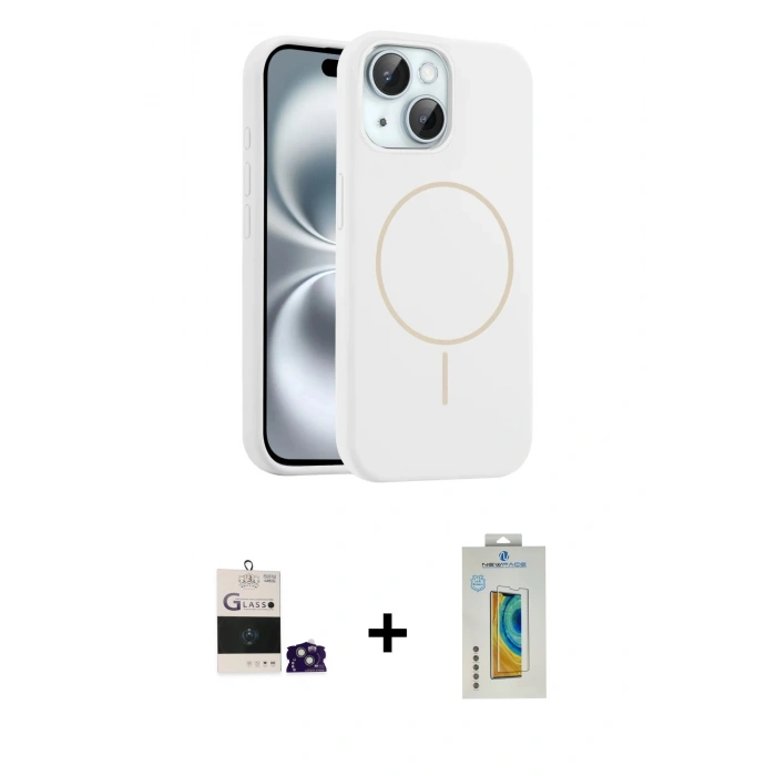 MARSİLYAN™- iPhone 15 Kılıf Yankı Form Serisi - Siyah Polymer Nano Ekran Koruyucu + Bilvis Titan Kamera Lens - YL
