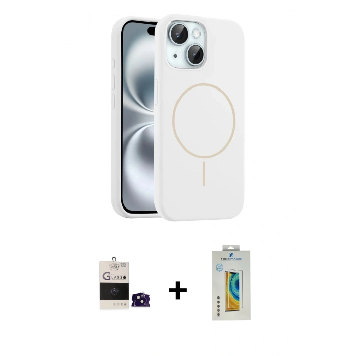 MARSİLYAN™- iPhone 15 Kılıf Yankı Form Serisi - Siyah Polymer Nano Ekran Koruyucu + Bilvis Titan Kamera Lens - SH