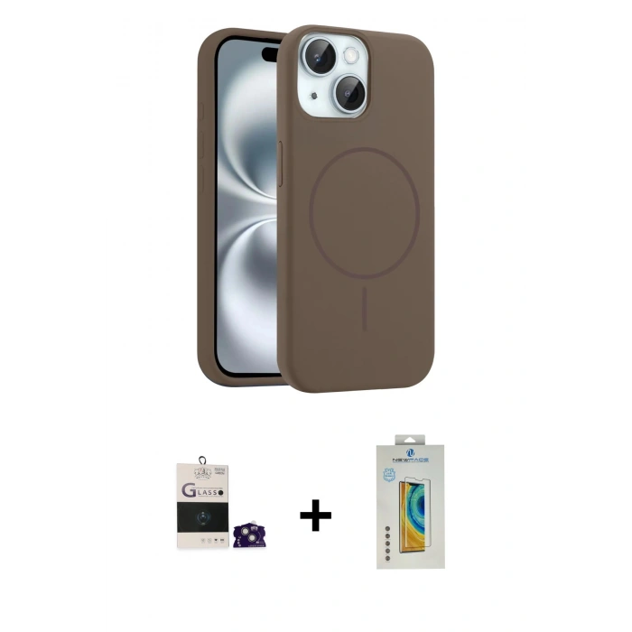 MARSİLYAN™- iPhone 15 Kılıf Yankı Form Serisi - Siyah Polymer Nano Ekran Koruyucu + Bilvis Titan Kamera Lens - YL