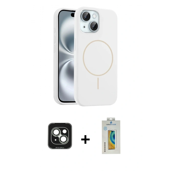 MARSİLYAN™- iPhone 15 Kılıf Yankı Form Serisi - Siyah Polymer Nano Ekran Koruyucu + PVD Metal Kamera Lens - YL
