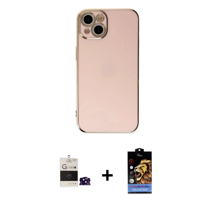 MARSİLYAN™- iPhone 15 Kılıf Yankı Serisi - Siyah Buffer Hayalet Cam Ekran Koruyucu + Bilvis Titan Kamera Lens - SH