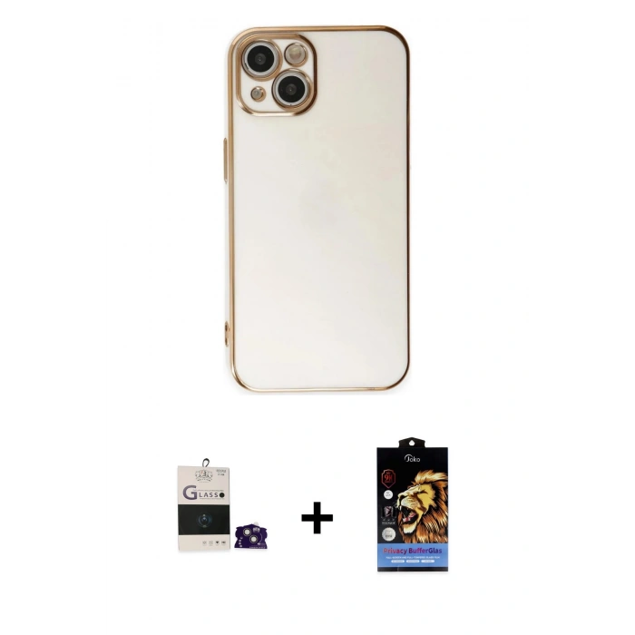 MARSİLYAN™- iPhone 15 Kılıf Yankı Serisi - Siyah Buffer Hayalet Cam Ekran Koruyucu + Bilvis Titan Kamera Lens - PE