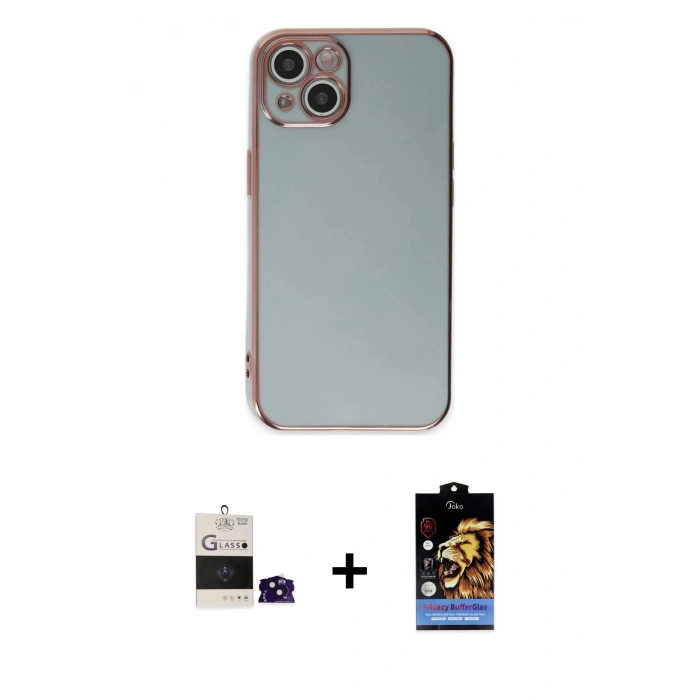 MARSİLYAN™- iPhone 15 Kılıf Yankı Serisi - Siyah Buffer Hayalet Cam Ekran Koruyucu + Bilvis Titan Kamera Lens - SH