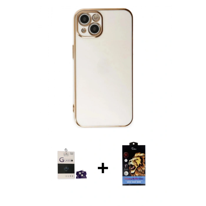 MARSİLYAN™- iPhone 15 Kılıf Yankı Serisi - Siyah Buffer Hayalet Cam Ekran Koruyucu + Bilvis Titan Kamera Lens - YL