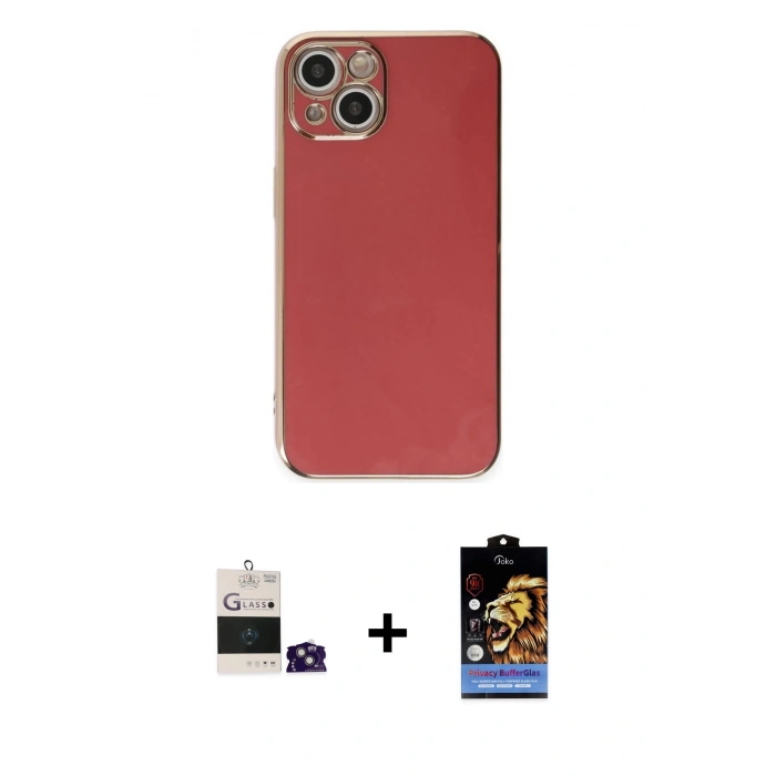 MARSİLYAN™- iPhone 15 Kılıf Yankı Serisi - Siyah Buffer Hayalet Cam Ekran Koruyucu + Bilvis Titan Kamera Lens - YL