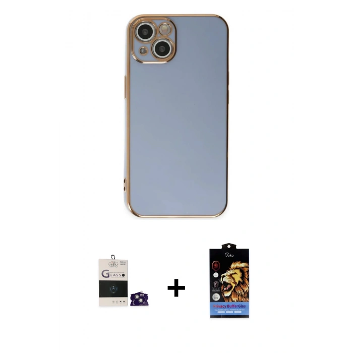 MARSİLYAN™- iPhone 15 Kılıf Yankı Serisi - Siyah Buffer Hayalet Cam Ekran Koruyucu + Bilvis Titan Kamera Lens - YL