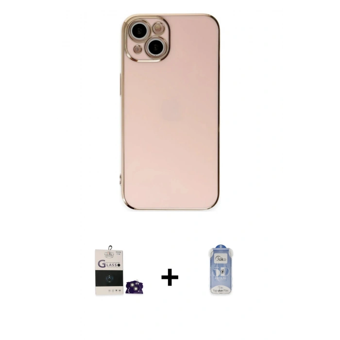 MARSİLYAN™- iPhone 15 Kılıf Yankı Serisi - Siyah Joko Magic 5D Cam + Bilvis Titan Kamera Lens - PE