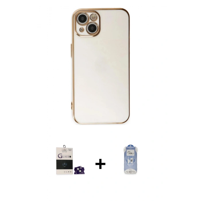 MARSİLYAN™- iPhone 15 Kılıf Yankı Serisi - Siyah Joko Magic 5D Cam + Bilvis Titan Kamera Lens - YL