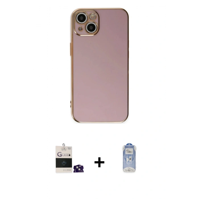 MARSİLYAN™- iPhone 15 Kılıf Yankı Serisi - Siyah Joko Magic 5D Cam + Bilvis Titan Kamera Lens - YL