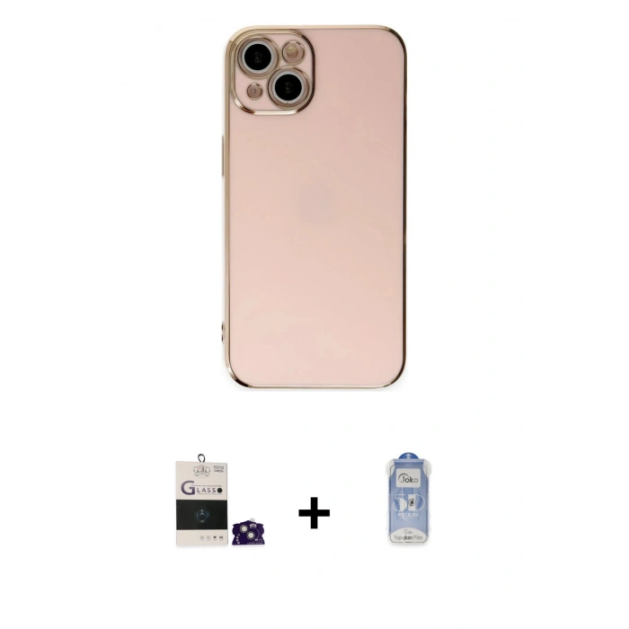 MARSİLYAN™- iPhone 15 Kılıf Yankı Serisi - Siyah Joko Magic 5D Cam + Bilvis Titan Kamera Lens - YL