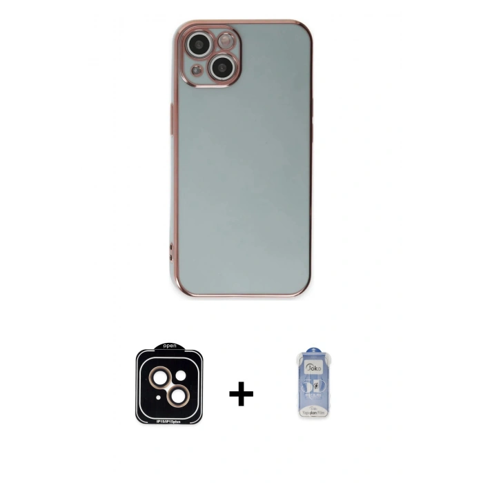 MARSİLYAN™- iPhone 15 Kılıf Yankı Serisi - Siyah Joko Magic 5D Cam + PVD Metal Kamera Lens - TU