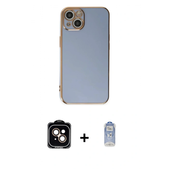 MARSİLYAN™- iPhone 15 Kılıf Yankı Serisi - Siyah Joko Magic 5D Cam + PVD Metal Kamera Lens - TU