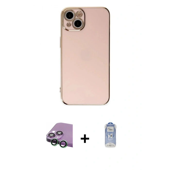 MARSİLYAN™- iPhone 15 Kılıf Yankı Serisi - Siyah Joko Magic 5D Cam + Raze Metal Kamera Lens - YL