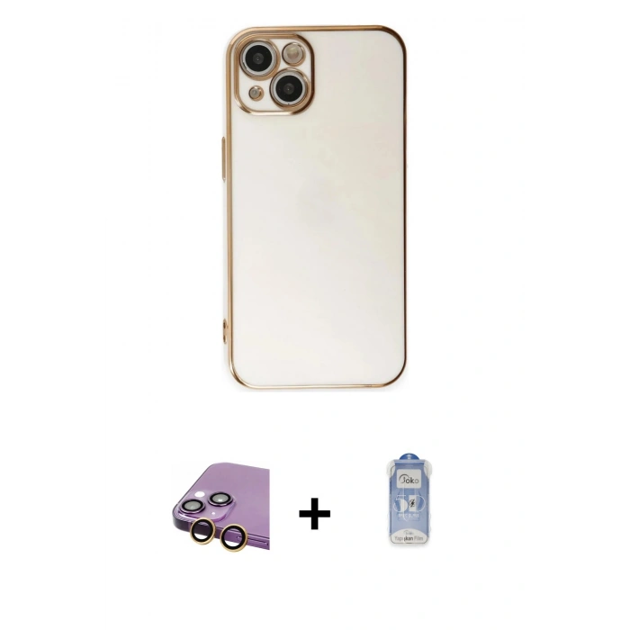 MARSİLYAN™- iPhone 15 Kılıf Yankı Serisi - Siyah Joko Magic 5D Cam + Raze Metal Kamera Lens - SI