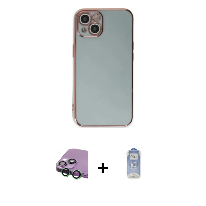 MARSİLYAN™- iPhone 15 Kılıf Yankı Serisi - Siyah Joko Magic 5D Cam + Raze Metal Kamera Lens - YL