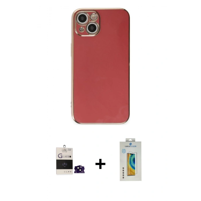 MARSİLYAN™- iPhone 15 Kılıf Yankı Serisi - Siyah Polymer Nano Ekran Koruyucu + Bilvis Titan Kamera Lens - SH