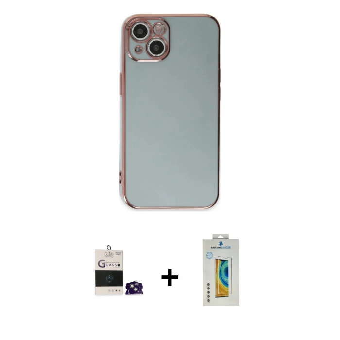 MARSİLYAN™- iPhone 15 Kılıf Yankı Serisi - Siyah Polymer Nano Ekran Koruyucu + Bilvis Titan Kamera Lens - YL