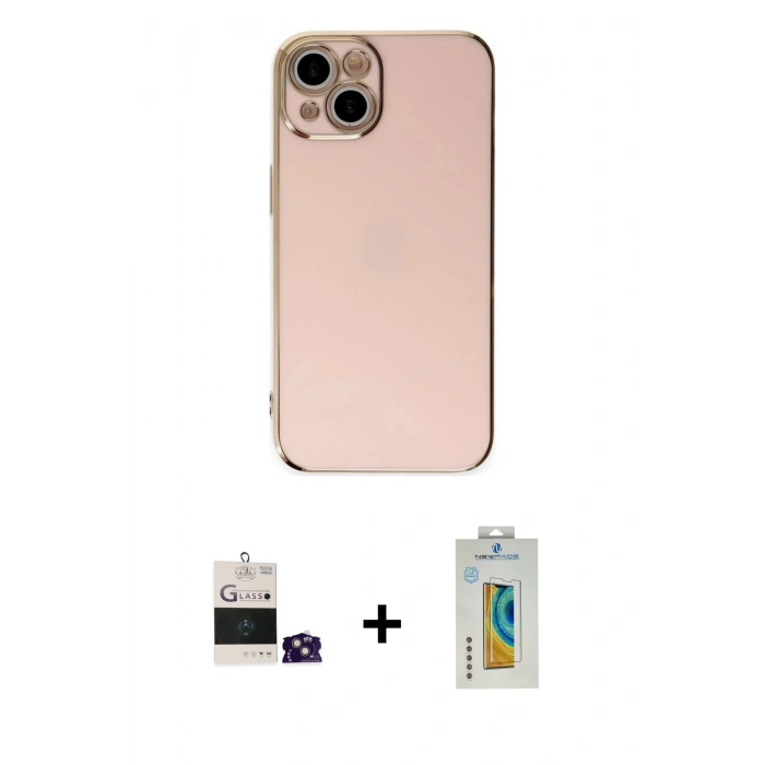 MARSİLYAN™- iPhone 15 Kılıf Yankı Serisi - Siyah Polymer Nano Ekran Koruyucu + Bilvis Titan Kamera Lens - YL