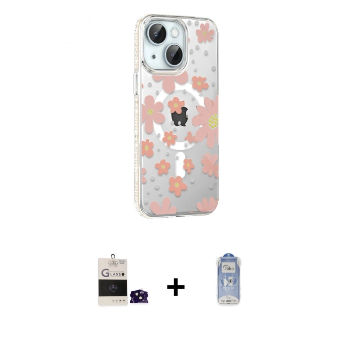 MARSİLYAN™- iPhone 15 Kılıf Yörünge Işık Prime - Siyah Joko Magic 5D Cam + Bilvis Titan Kamera Lens - SH