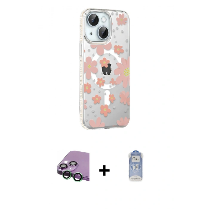 MARSİLYAN™- iPhone 15 Kılıf Yörünge Işık Prime - Siyah Joko Magic 5D Cam + Raze Metal Kamera Lens - YL