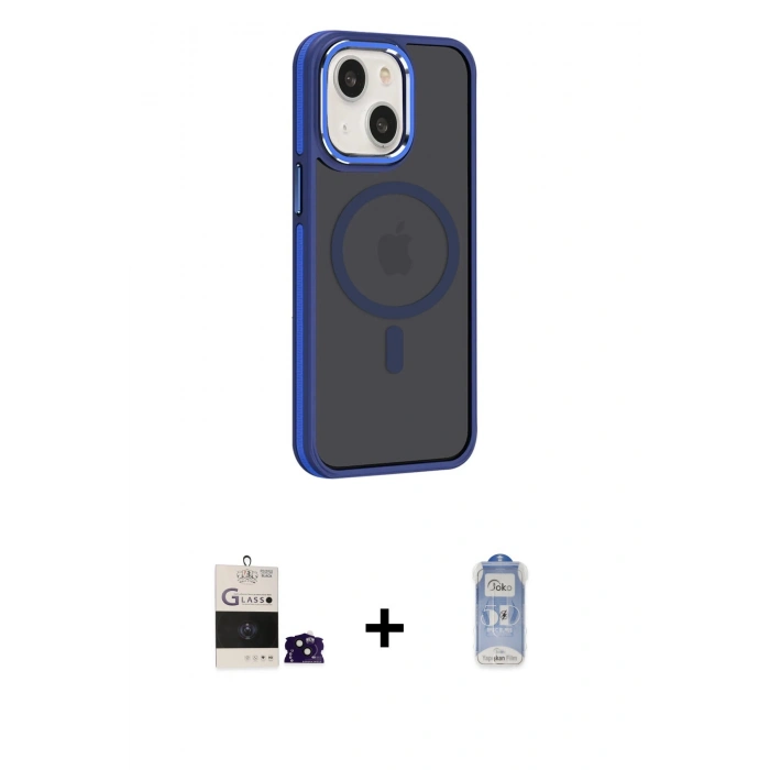MARSİLYAN™- iPhone 15 Kılıf Yörünge Klasik - Siyah Joko Magic 5D Cam + Bilvis Titan Kamera Lens - SH
