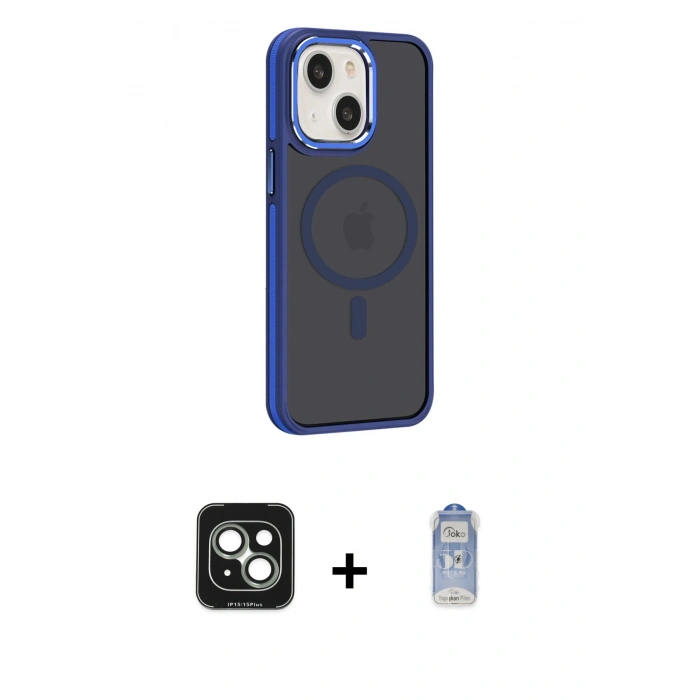 MARSİLYAN™- iPhone 15 Kılıf Yörünge Klasik - Siyah Joko Magic 5D Cam + PVD Metal Kamera Lens - YL