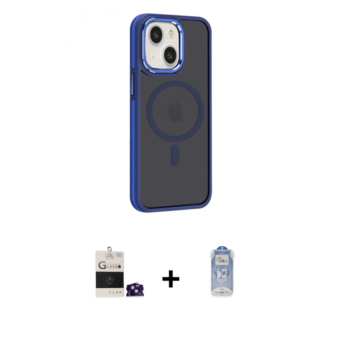 MARSİLYAN™- iPhone 15 Kılıf Yörünge Klasik - Siyah Joko Magic 5D Cam + Bilvis Titan Kamera Lens - YL