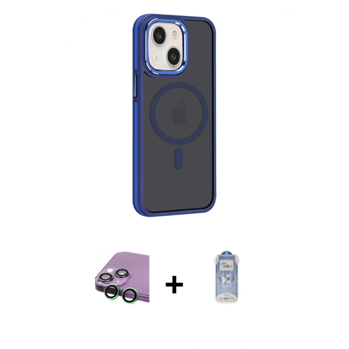 MARSİLYAN™- iPhone 15 Kılıf Yörünge Klasik - Siyah Joko Magic 5D Cam + Raze Metal Kamera Lens - YL