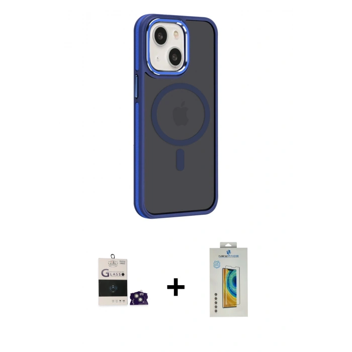MARSİLYAN™- iPhone 15 Kılıf Yörünge Klasik - Siyah Polymer Nano Ekran Koruyucu + Bilvis Titan Kamera Lens - YL