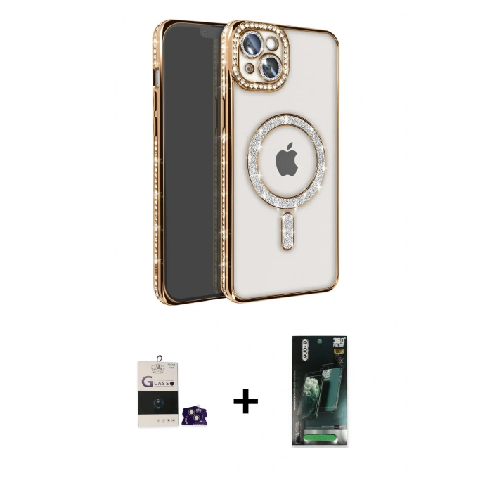 MARSİLYAN™- iPhone 15 Kılıf Zirve Doku Prime - Siyah 360 Mat Full Body Arka Koruyucu + Bilvis Titan Kamera Lens - PE