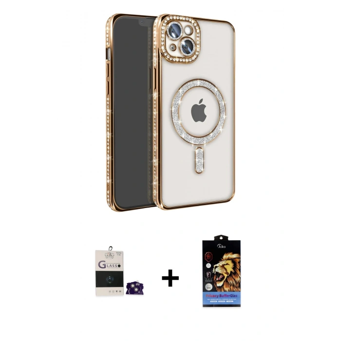 MARSİLYAN™- iPhone 15 Kılıf Zirve Doku Prime - Siyah Buffer Hayalet Cam Ekran Koruyucu + Bilvis Titan Kamera Lens - PE