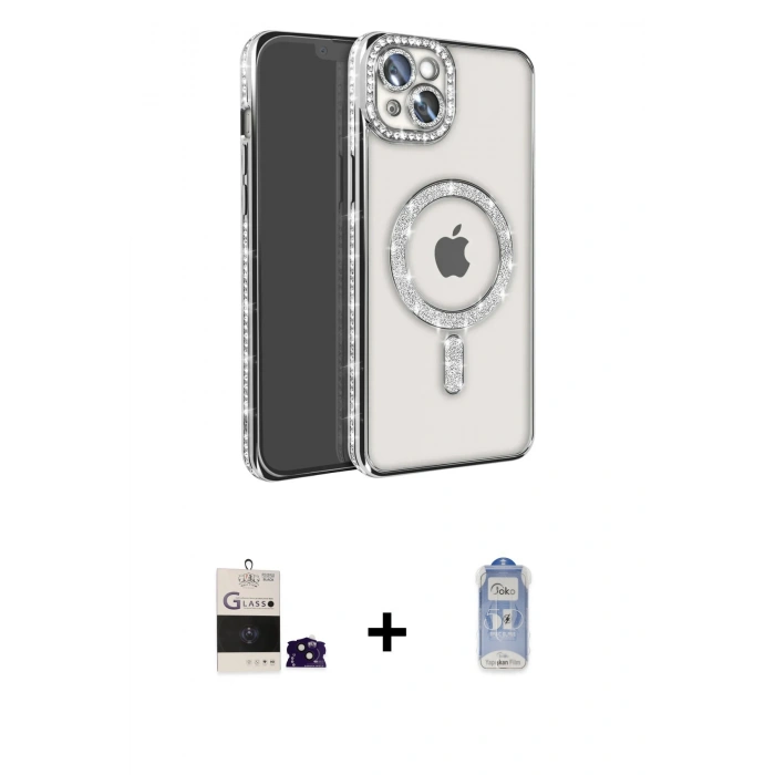 MARSİLYAN™- iPhone 15 Kılıf Zirve Doku Prime - Siyah Joko Magic 5D Cam + Bilvis Titan Kamera Lens - SH