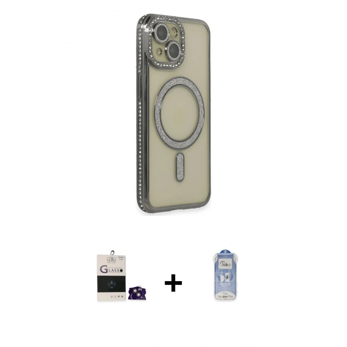MARSİLYAN™- iPhone 15 Kılıf Zirve Doku Prime - Siyah Joko Magic 5D Cam + Bilvis Titan Kamera Lens - PE