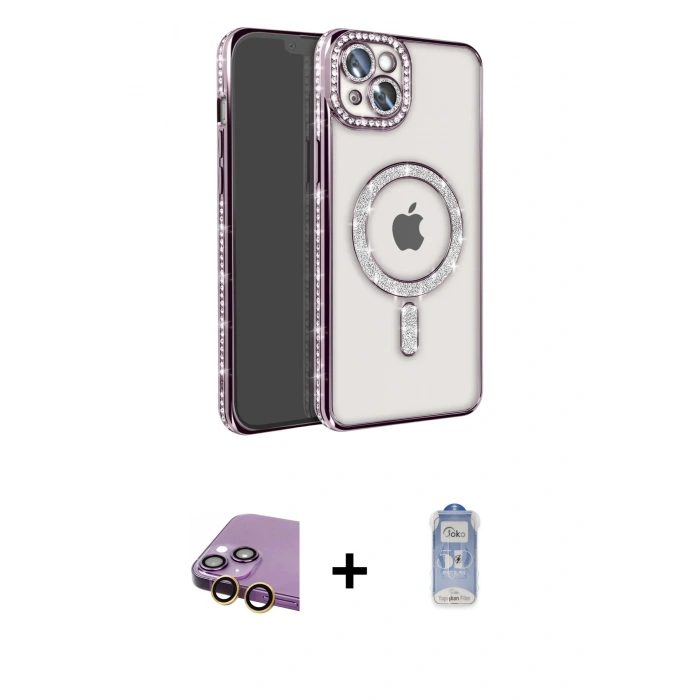 MARSİLYAN™- iPhone 15 Kılıf Zirve Doku Prime - Siyah Joko Magic 5D Cam + Raze Metal Kamera Lens - SI
