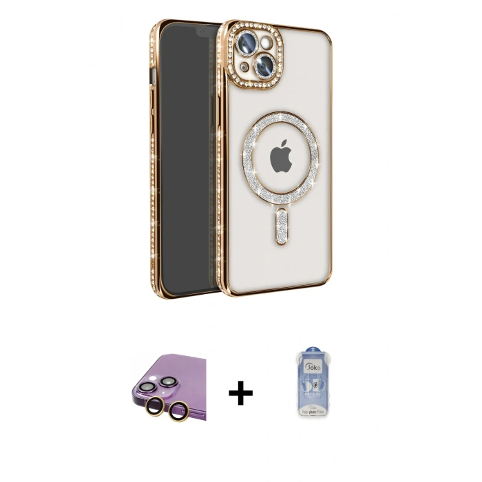 MARSİLYAN™- iPhone 15 Kılıf Zirve Doku Prime - Siyah Joko Magic 5D Cam + Raze Metal Kamera Lens - SI