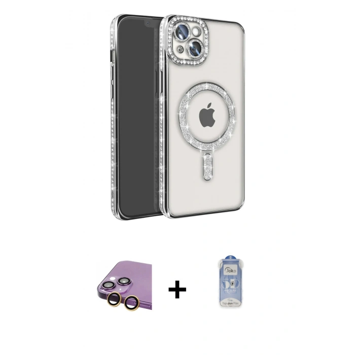 MARSİLYAN™- iPhone 15 Kılıf Zirve Doku Prime - Siyah Joko Magic 5D Cam + Raze Metal Kamera Lens - SI