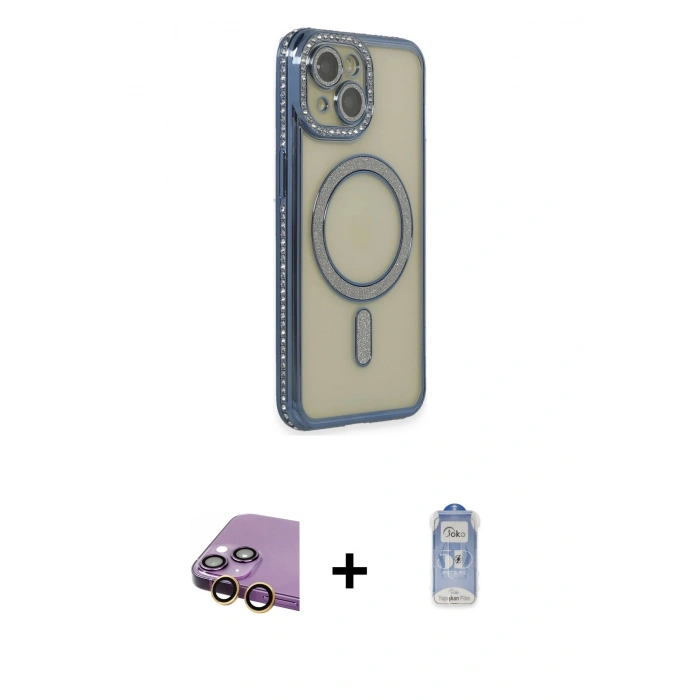 MARSİLYAN™- iPhone 15 Kılıf Zirve Doku Prime - Siyah Joko Magic 5D Cam + Raze Metal Kamera Lens - SI