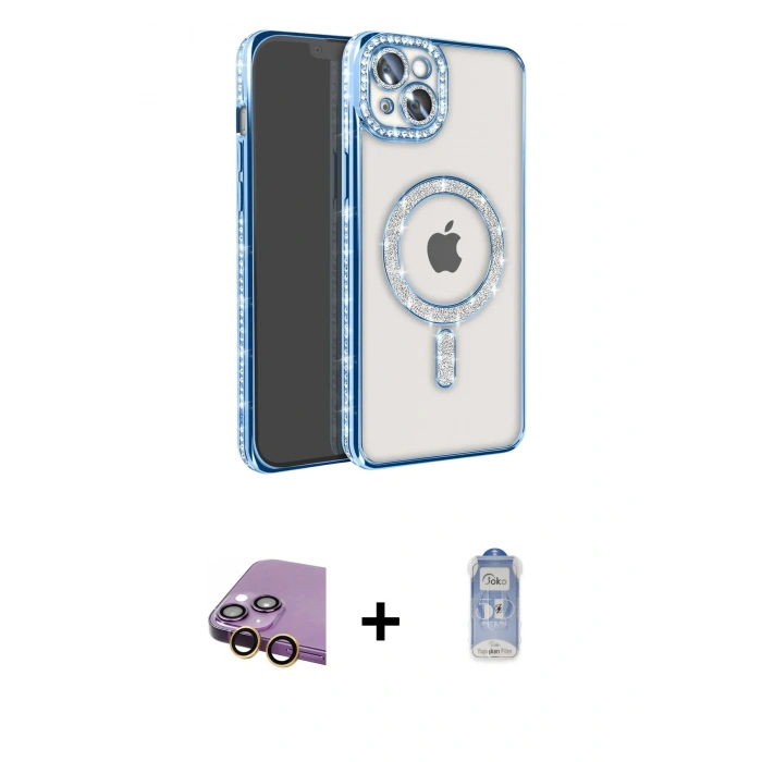 MARSİLYAN™- iPhone 15 Kılıf Zirve Doku Prime - Siyah Joko Magic 5D Cam + Raze Metal Kamera Lens - SI